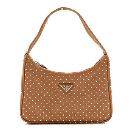Prada Tessuto Nylon Studded Mini Re-Edition Bag Brandy 1 of 11