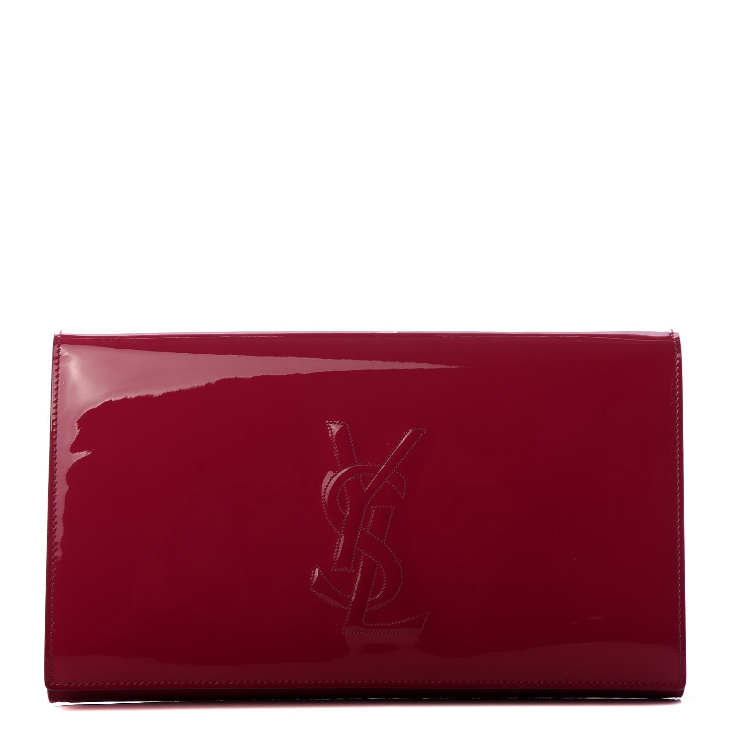 Saint Laurent Patent Monogram Large Belle De Jour Clutch Fuchsia 1 of 6
