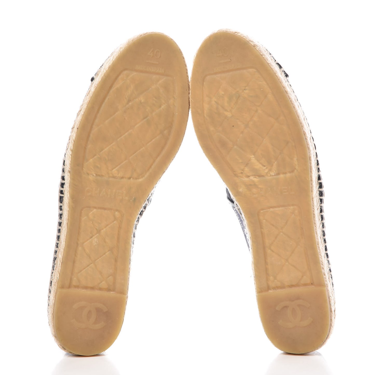 Mesh Grosgrain CC Espadrilles 40 Black White