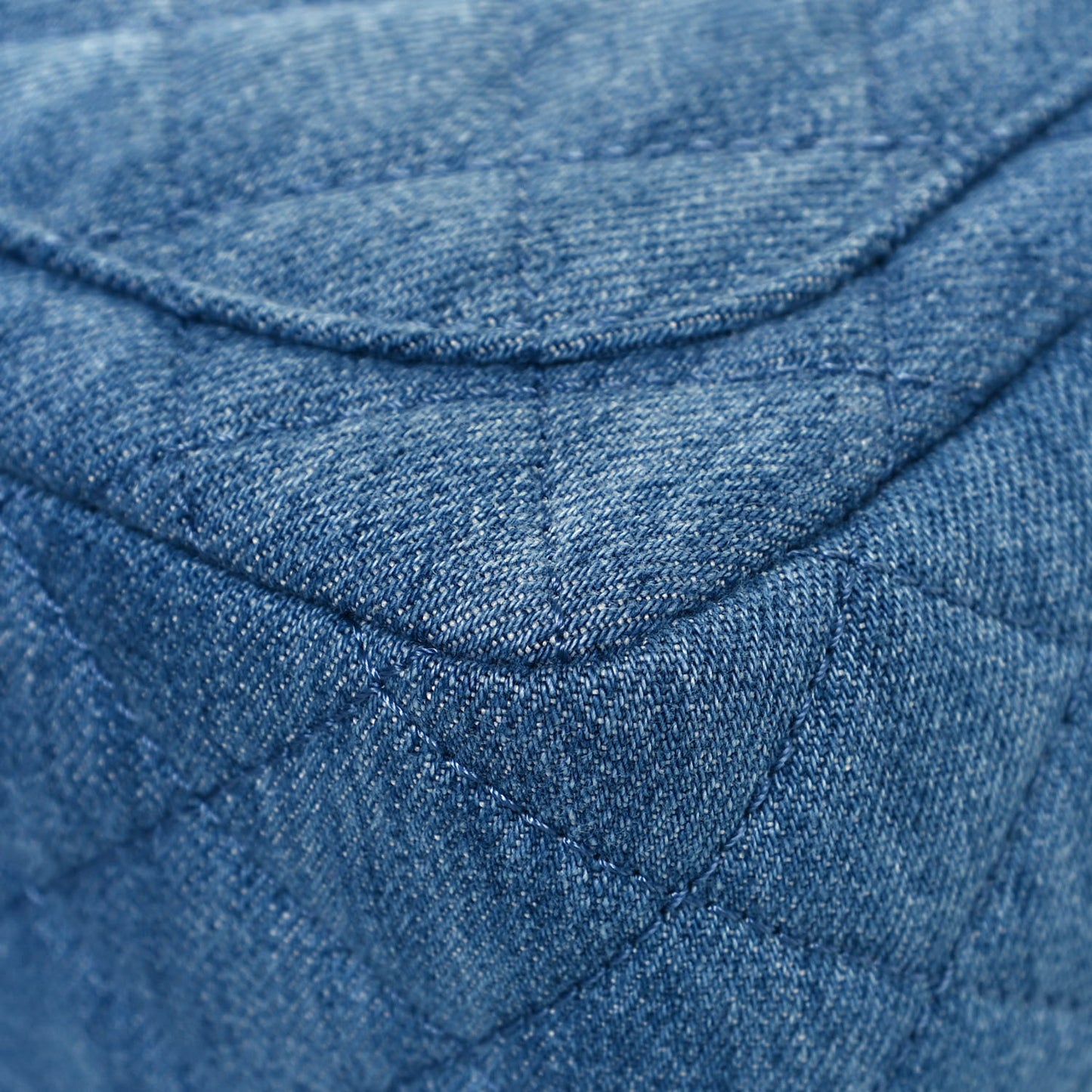 Denim Quilted Mini Pearl Crush Flap Blue
