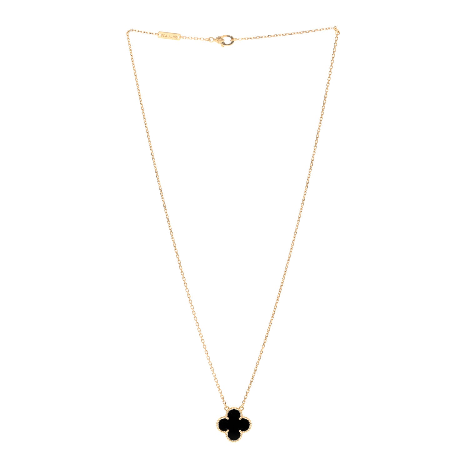 Van Cleef & Arpels VAN CLEEF & ARPELS 18K Yellow Gold Black Onyx Vintage Alhambra Pendant Necklace 3 of 6