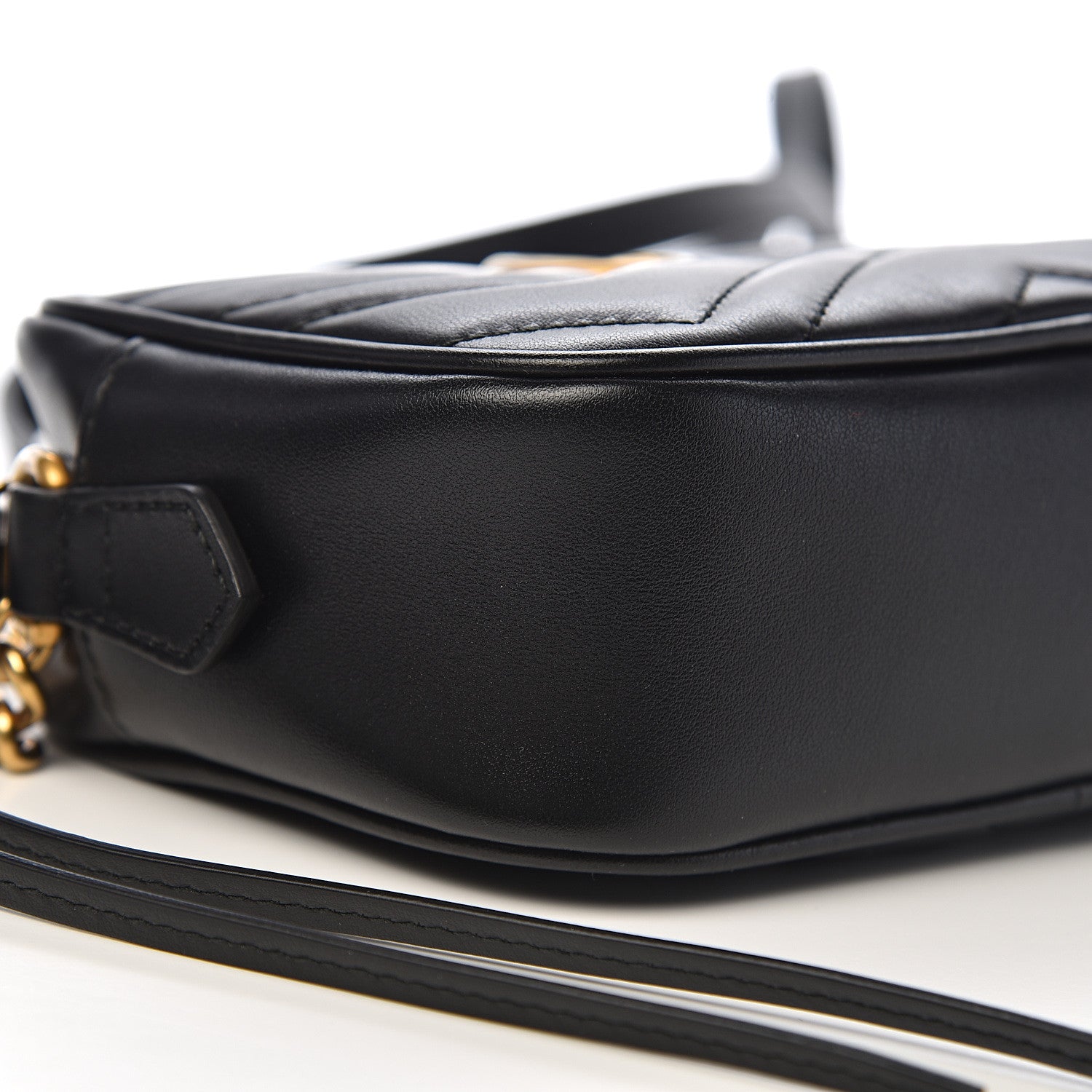 Gucci Calfskin Matelasse Mini GG Marmont Chain Shoulder Bag Black 8 of 11
