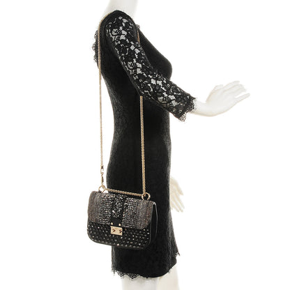 Valentino Garavani Nappa Crystal Small Glam Lock Rockstud Flap Black 2 of 7