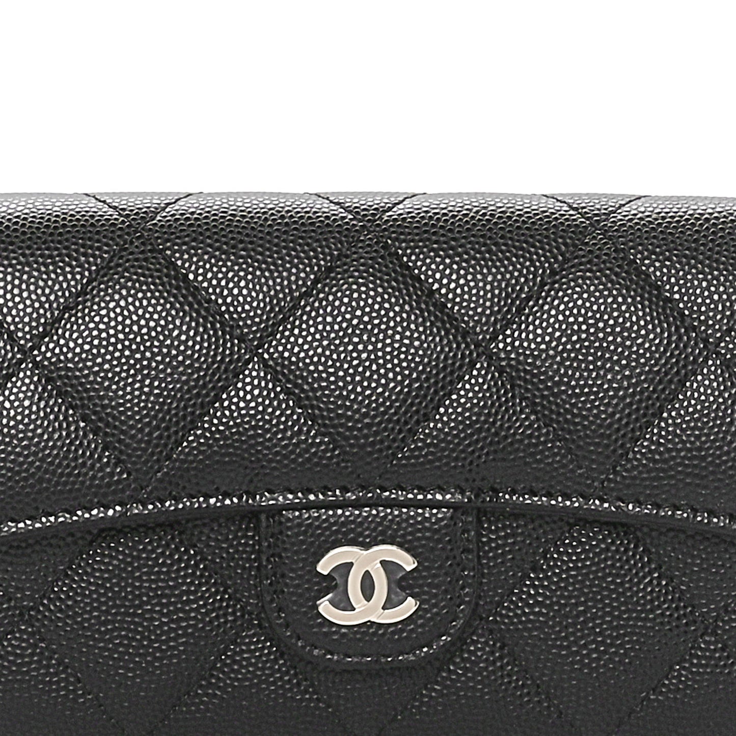 Caviar Quilted Medium Flap Wallet Black