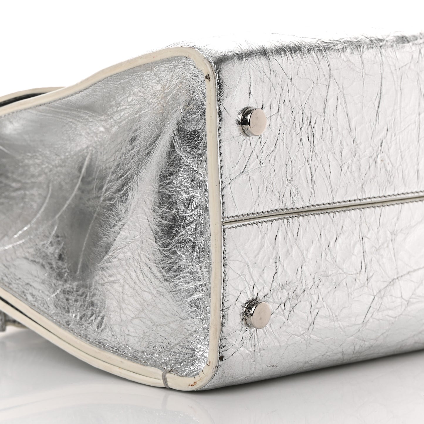 Metallic Calfskin Medium Diorever Flap Silver