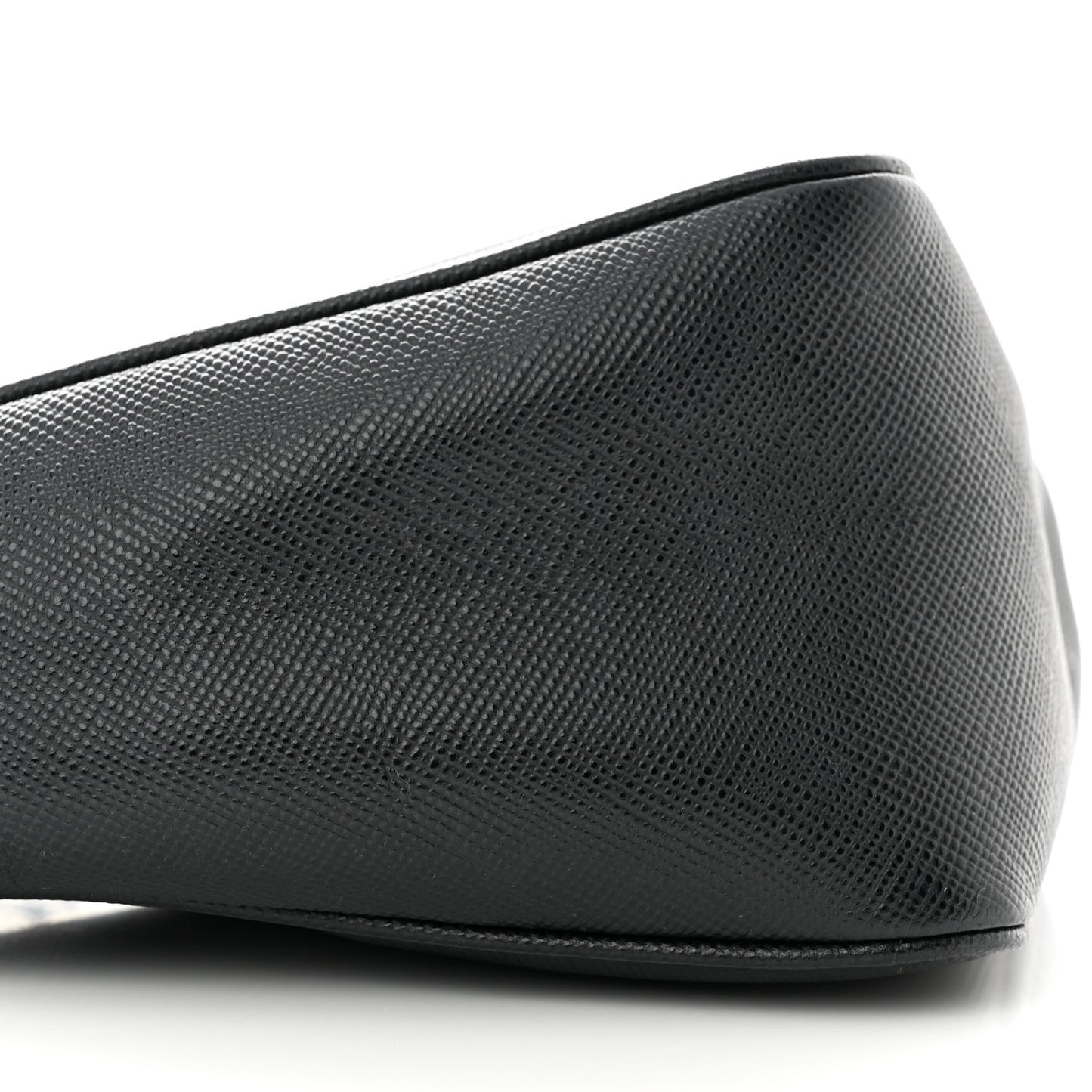 Saffiano Cuir Triangle Logo Embossed Triangle Shoulder Bag Black
