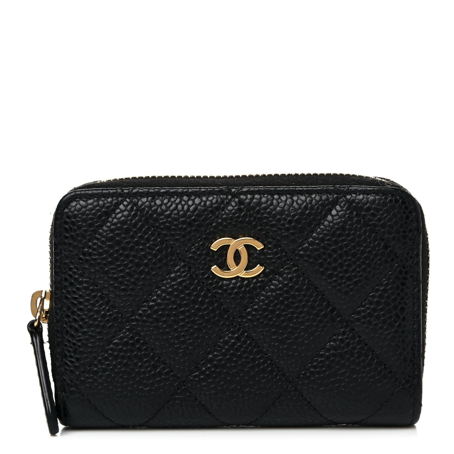 Caviar Quilted Zip Coin Purse Black