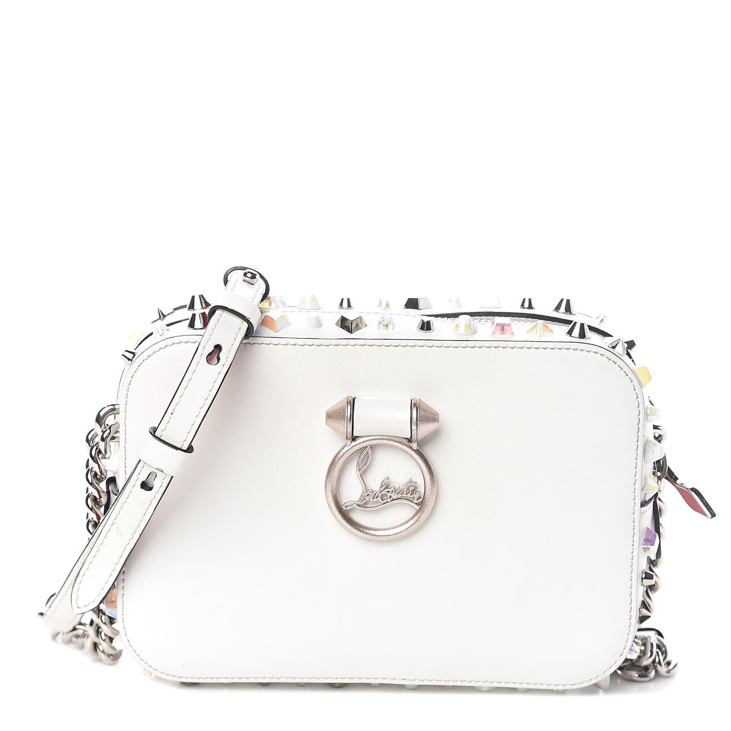 Christian Louboutin Vintage Trashmix Calfskin Spikes Mini Rubylou Crossbody White 1 of 8