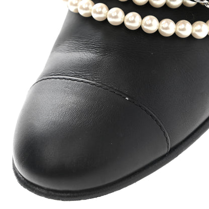 Chanel Calfskin Pearl Cap Toe Short Boots 37 Black 13 of 15