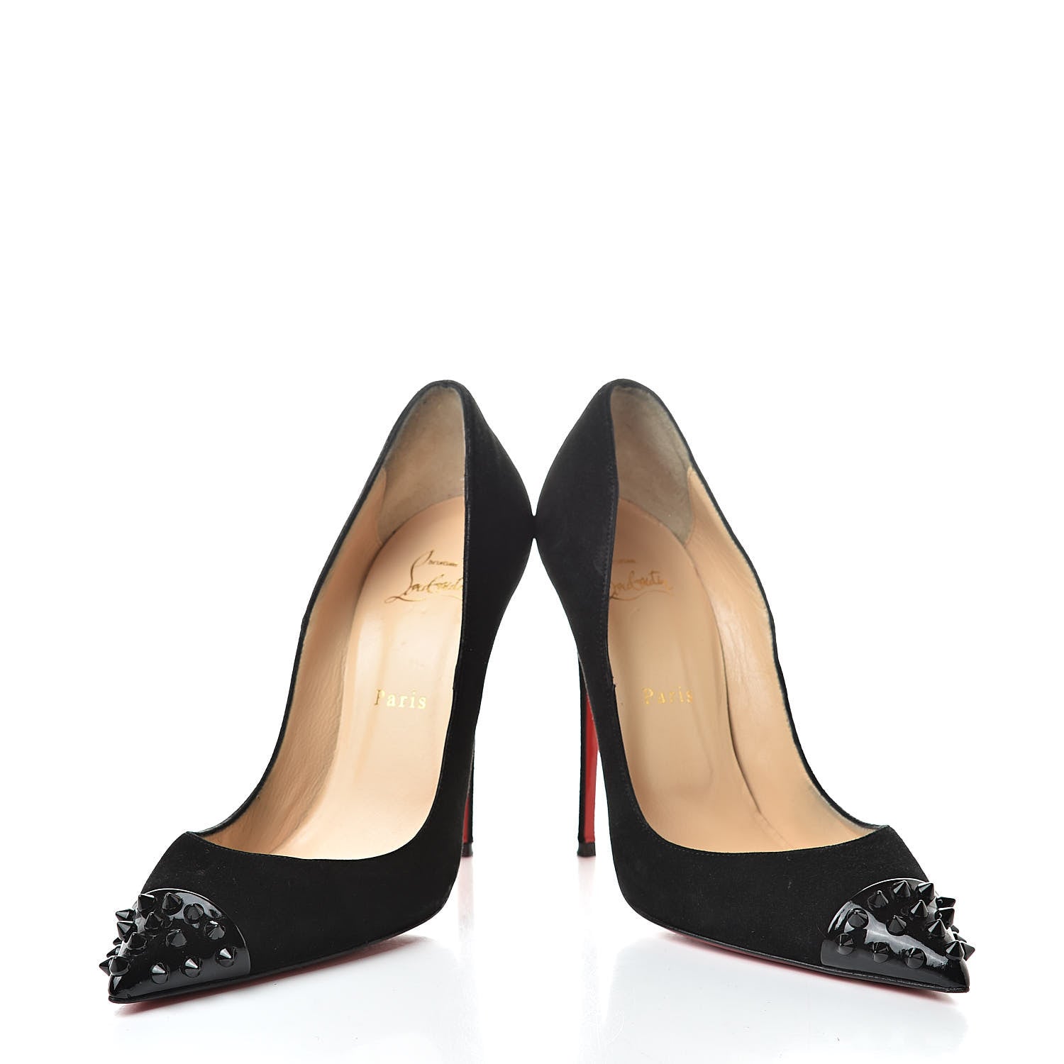 Christian Louboutin Suede Patent Geo 120 Pumps 38.5 Black 6 of 15