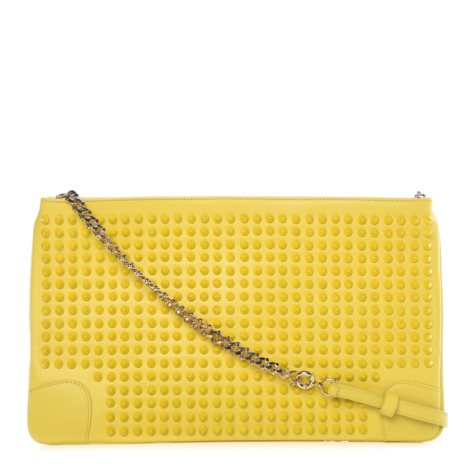 Christian Louboutin Calfskin Studded Loubiposh Chain Clutch Sun 1 of 9