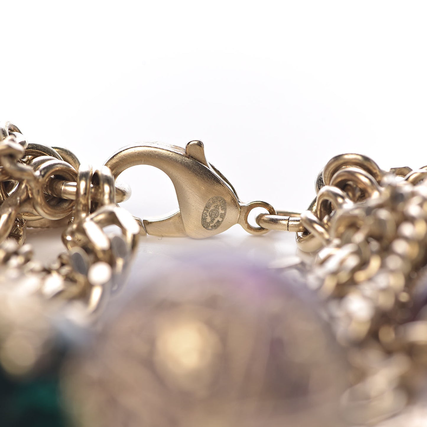 Resin Beaded CC Chain Charm Bracelet Gold Multicolor