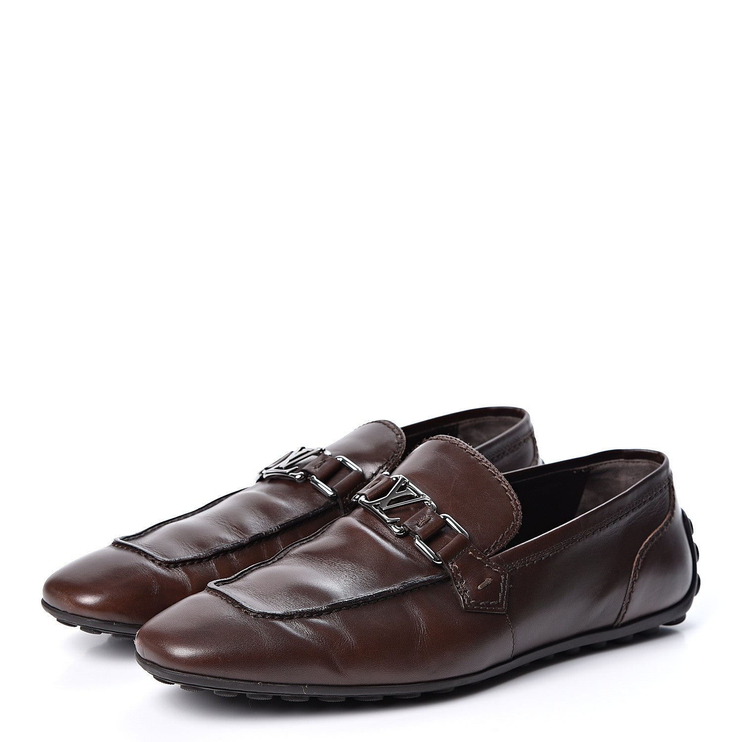 Louis Vuitton Calfskin Hockenheim Loafers 7.5 Brown 3 of 10