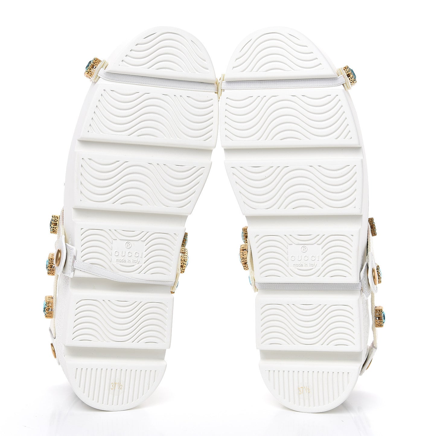Calfskin Removable Crystals Bee Embroidered Womens Ace Platform Sneakers 37.5 White