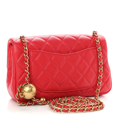 Chanel Lambskin Quilted Mini Rectangular Pearl Crush Flap Red 3 of 9