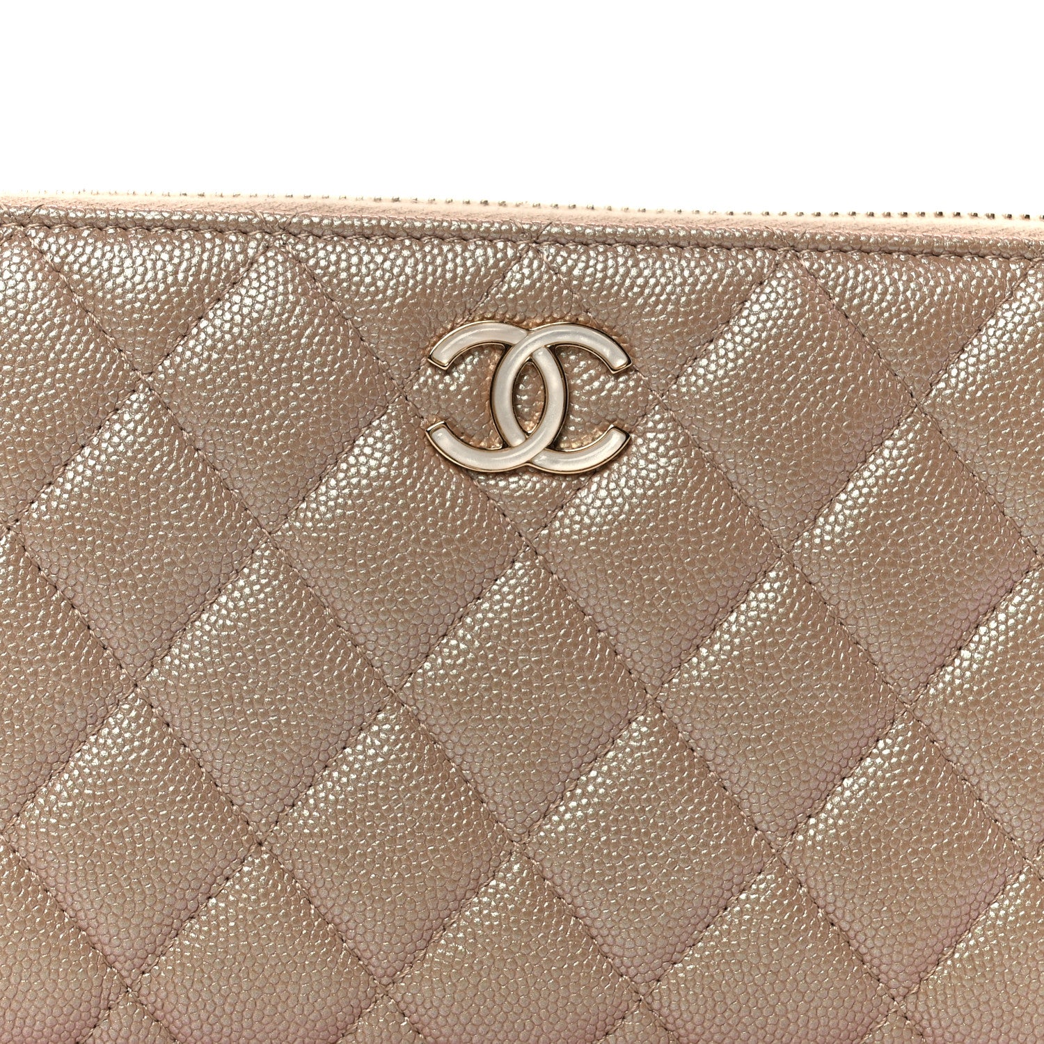 Chanel Iridescent Caviar Quilted Large Gusset Zip Around Wallet Beige 9 of 9