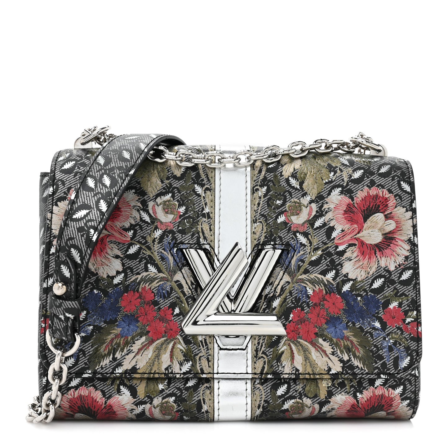Calfskin Printed Twist Shoulder Bag MM Multicolor