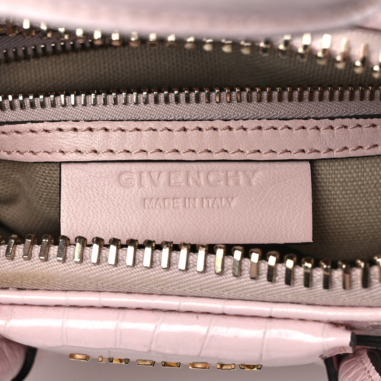 Calfskin Crocodile Embossed Mini Antigona Pink
