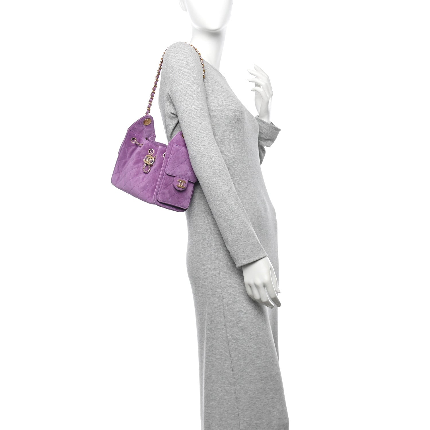 Chanel Suede Quilted Mini Chanel 25 Handbag Purple 2 of 11