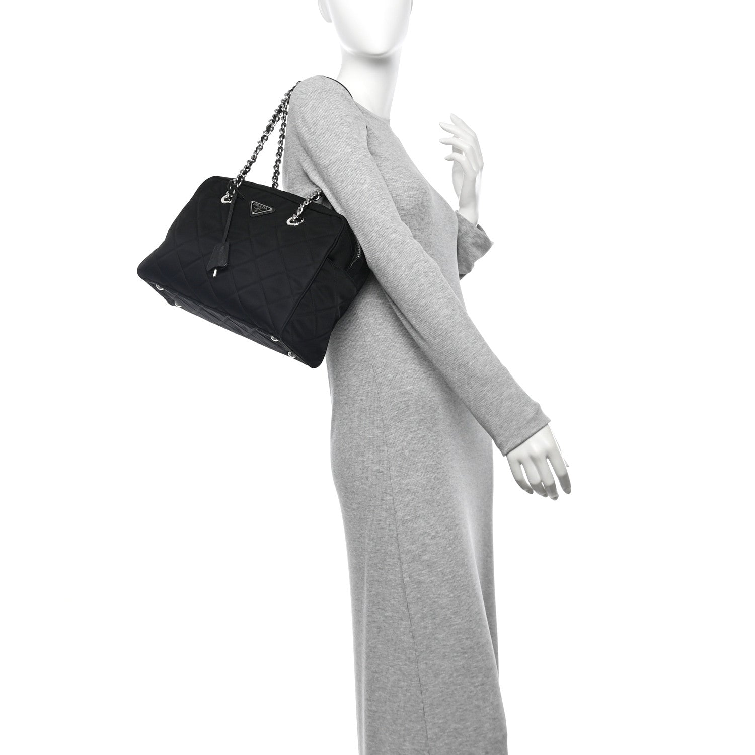 Prada Nylon Tessuto Impuntu Quilted Shoulder Bag Black 2 of 11