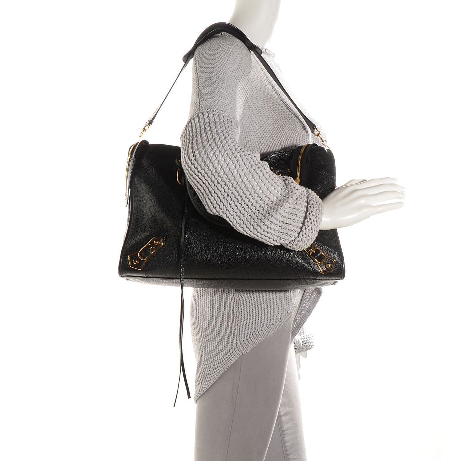 Balenciaga Chevre Gold Metallic Edge Hardware City Black 2 of 12