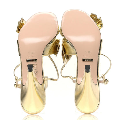 Gucci Metallic Nappa Bow Daphne High Heel Sandals 36.5 Platino 5 of 5