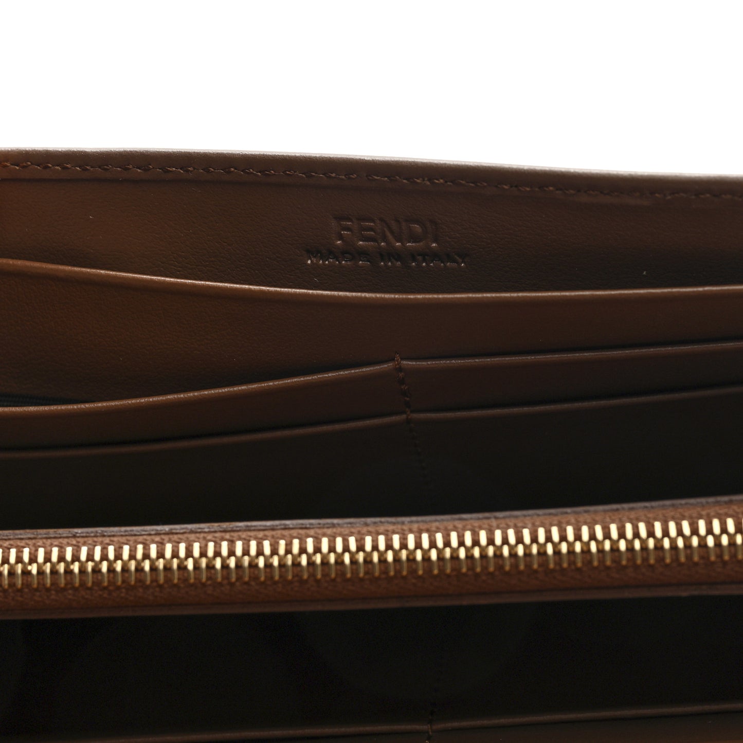 Vitello King Cruise FF Diamonds Continental Envelope Wallet On Chain Gianduia