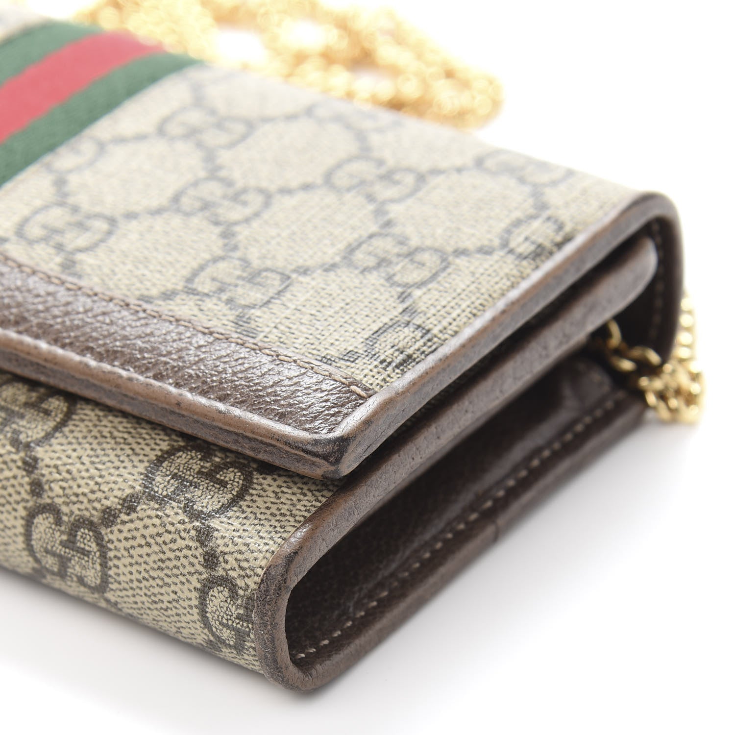Gucci GG Supreme Monogram Web Ophidia Wallet On Chain Brown 9 of 14