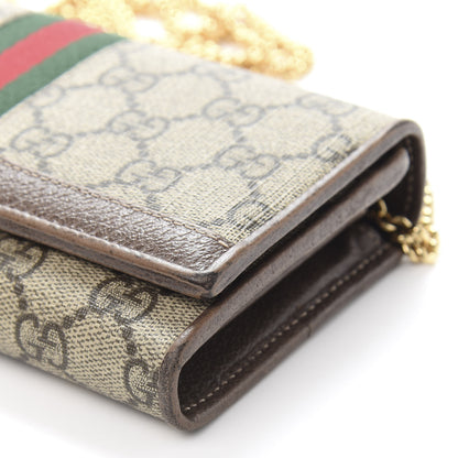 Gucci GG Supreme Monogram Web Ophidia Wallet On Chain Brown 9 of 14