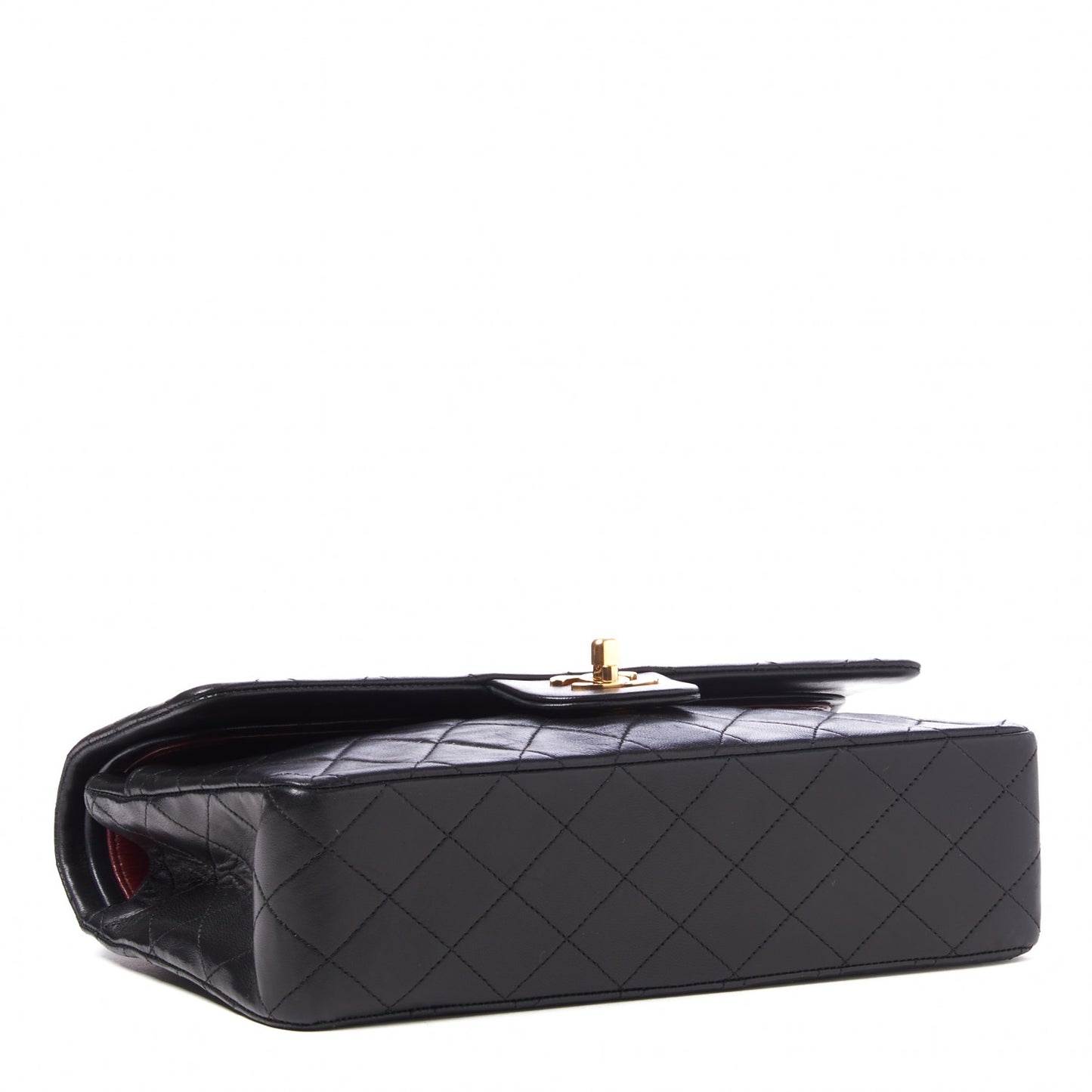 Lambskin Quilted Medium Double Flap Black