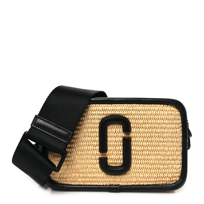 Marc Jacobs Calfskin Woven Straw Small Snapshot Camera Bag Beige 1 of 11