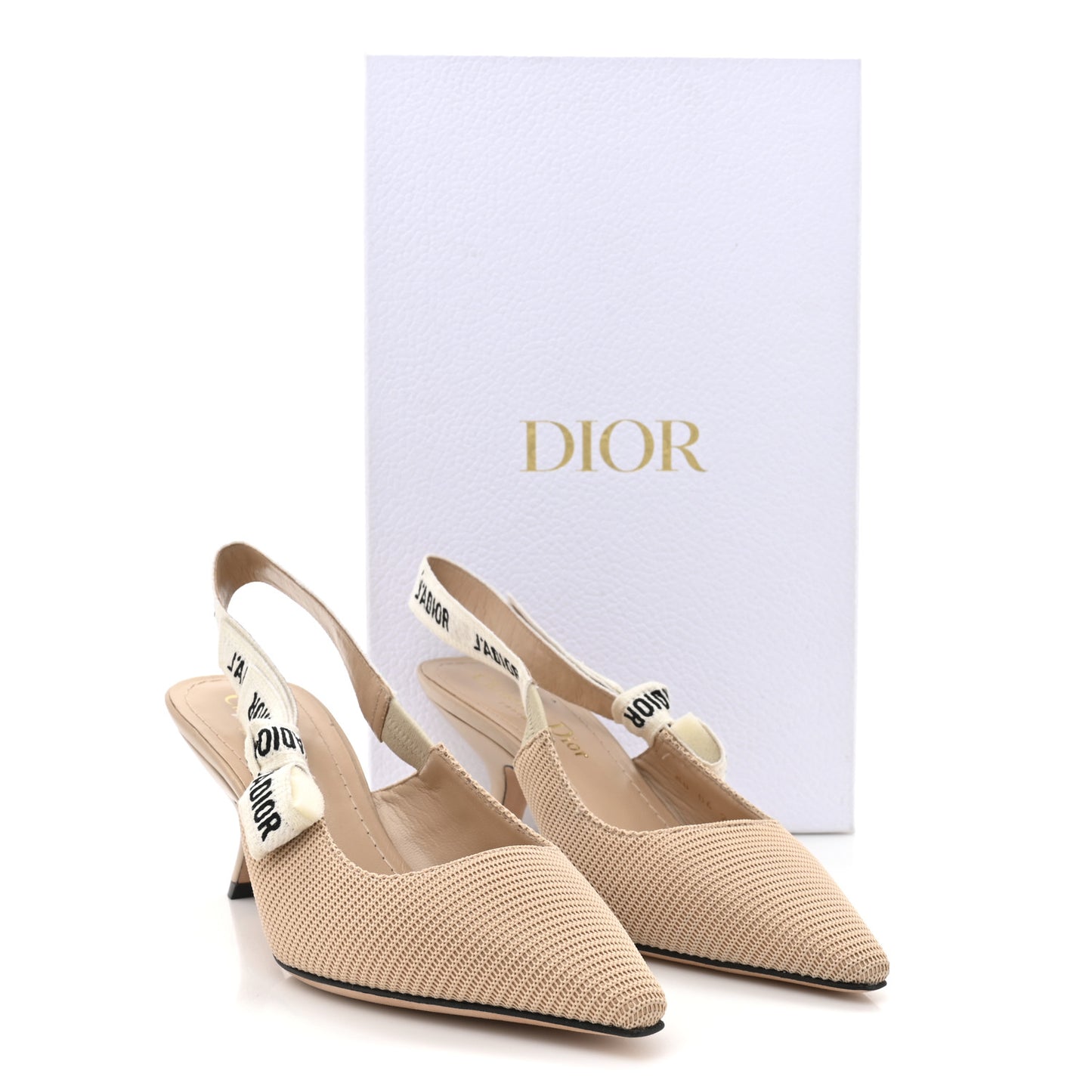 Technical Canvas Ribbon J Adior Slingback 65mm Pumps 35 Powder Nude