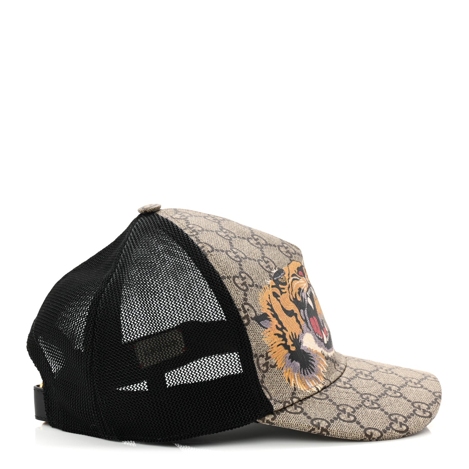 Gucci GG Supreme Monogram Tiger Print Baseball Hat L 59 Beige