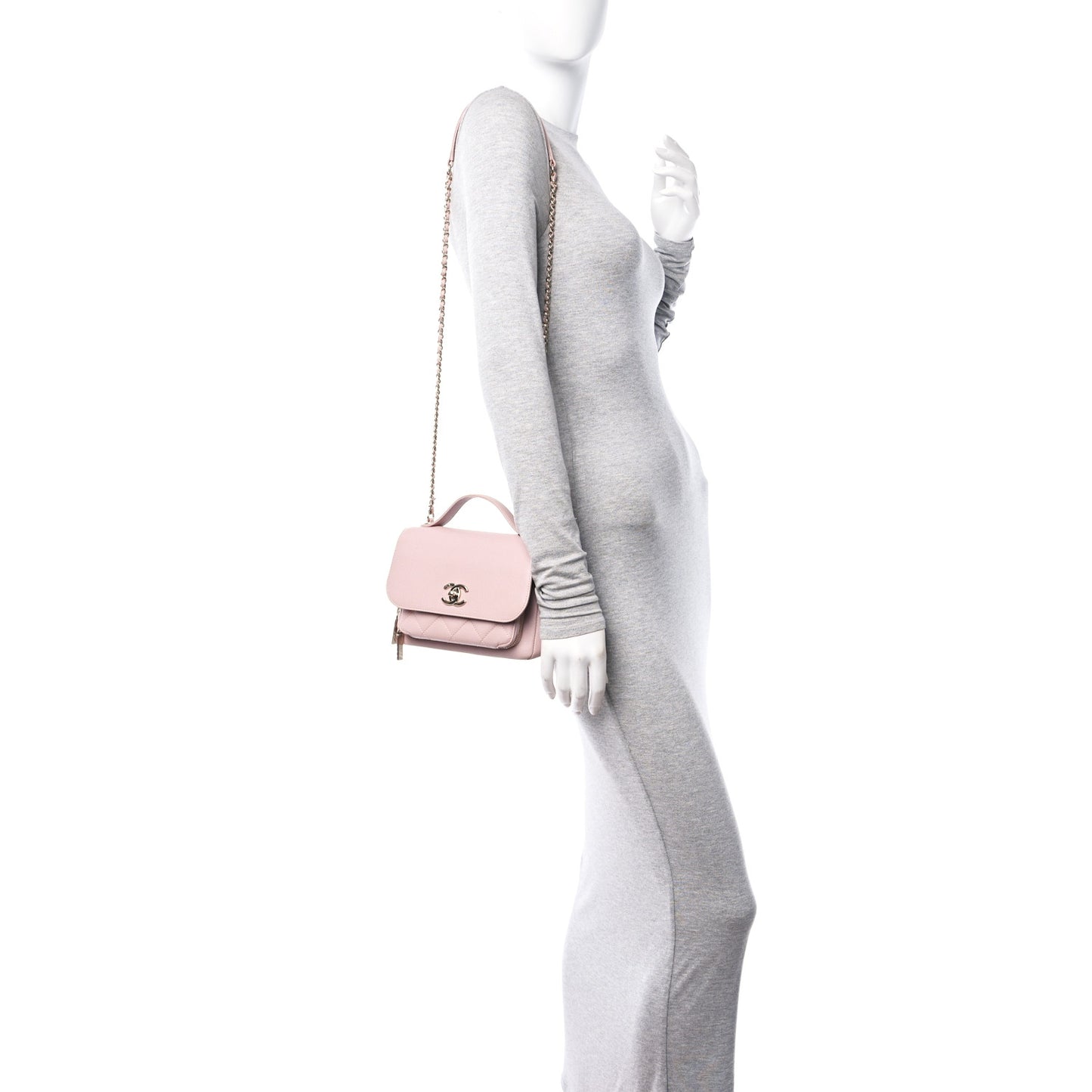Caviar Quilted Small Business Affinity Flap Light Pink