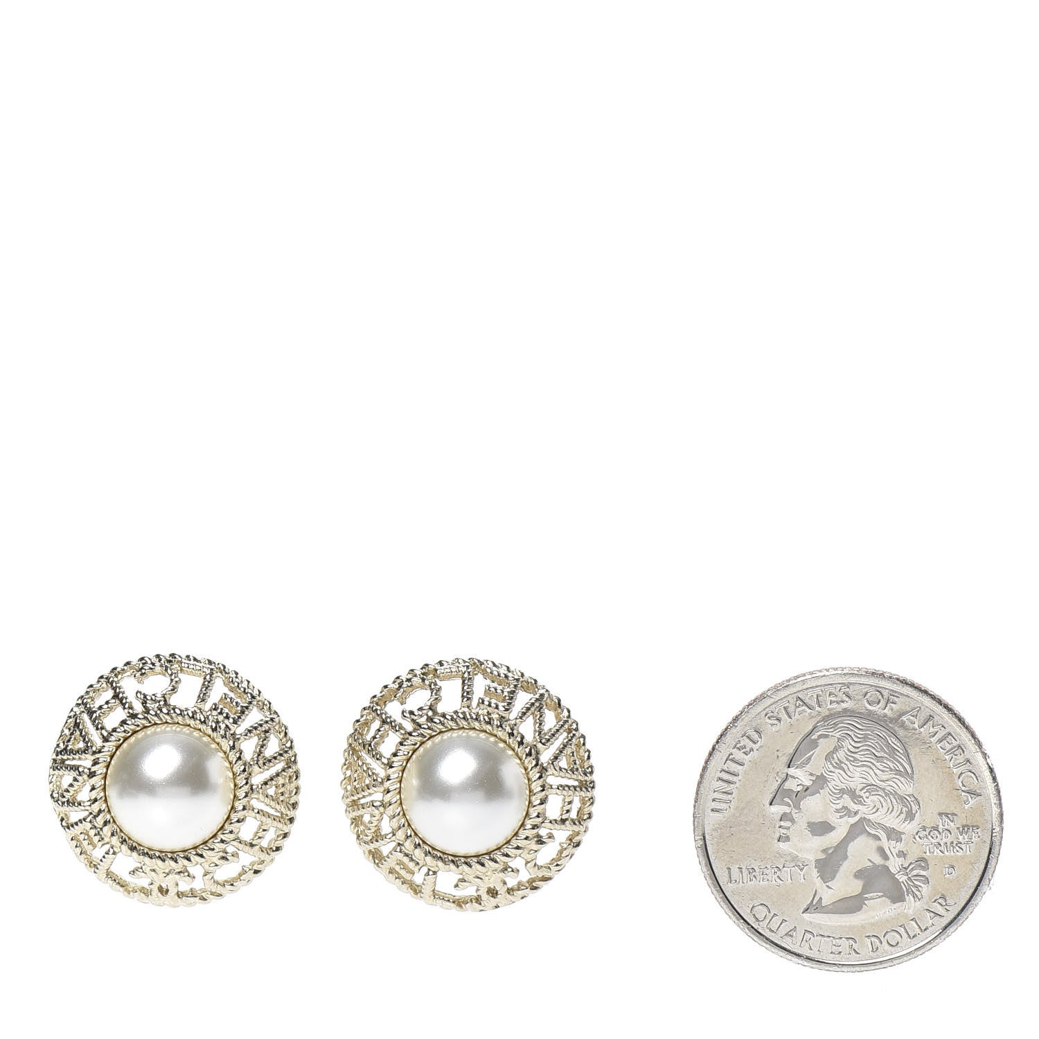 Chanel Pearl CC Round Rope Logo Earrings Gold 2 of 5