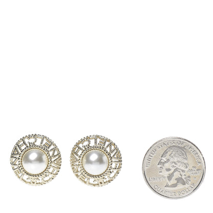 Chanel Pearl CC Round Rope Logo Earrings Gold 2 of 5