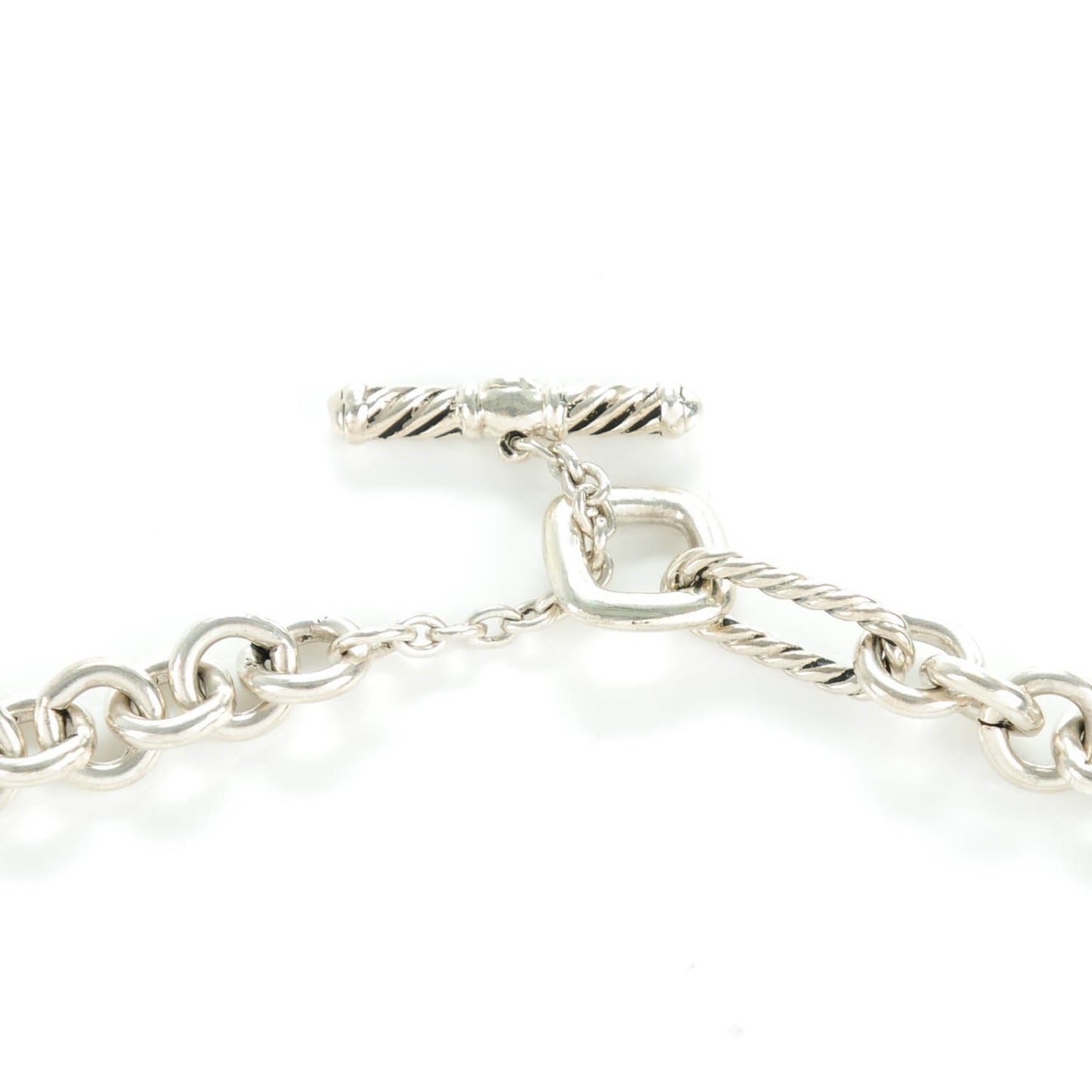 Sterling Silver 18K Yellow Gold Cable Heart Figaro Necklace