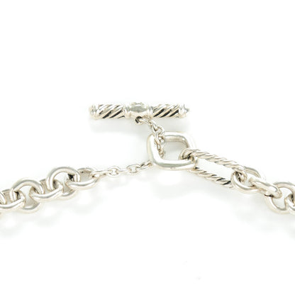 David Yurman Sterling Silver 18K Yellow Gold Cable Heart Figaro Necklace 3 of 6