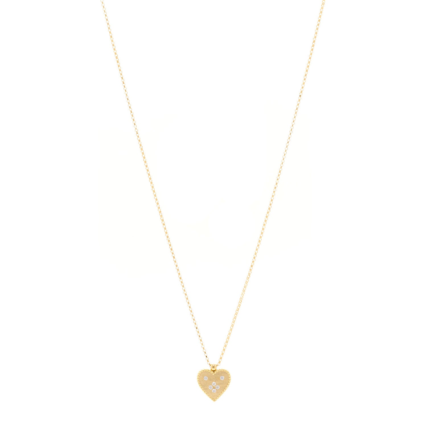 Roberto Coin 18K Yellow Gold Diamond Small Venetian Princess Heart Medallion Charm Necklace 1 of 6