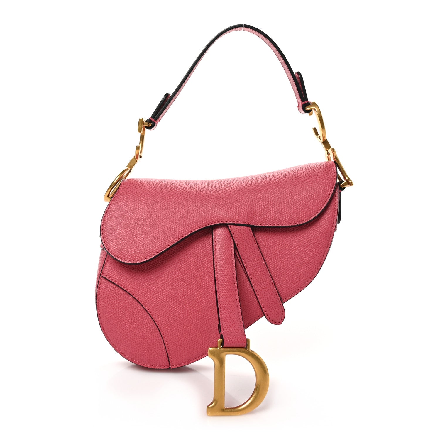 Christian Dior Grained Calfskin Mini Saddle Bag Pink 1 of 10