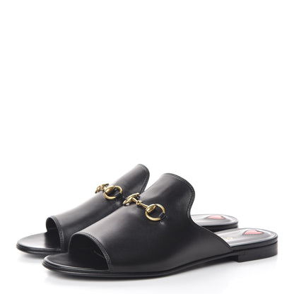 Gucci Malaga Kid Horsebit Slide Sandals 38 Black 3 of 8
