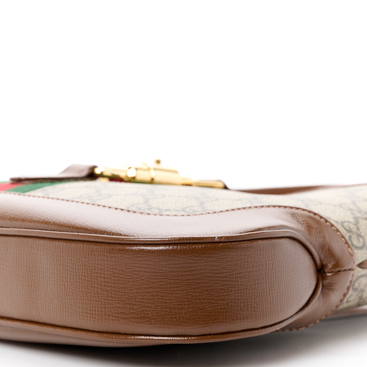 Gucci GG Supreme Monogram Azalea Calfskin Web Small Jackie 1961 Hobo Beige Ebony Brown Sugar 11 of 12