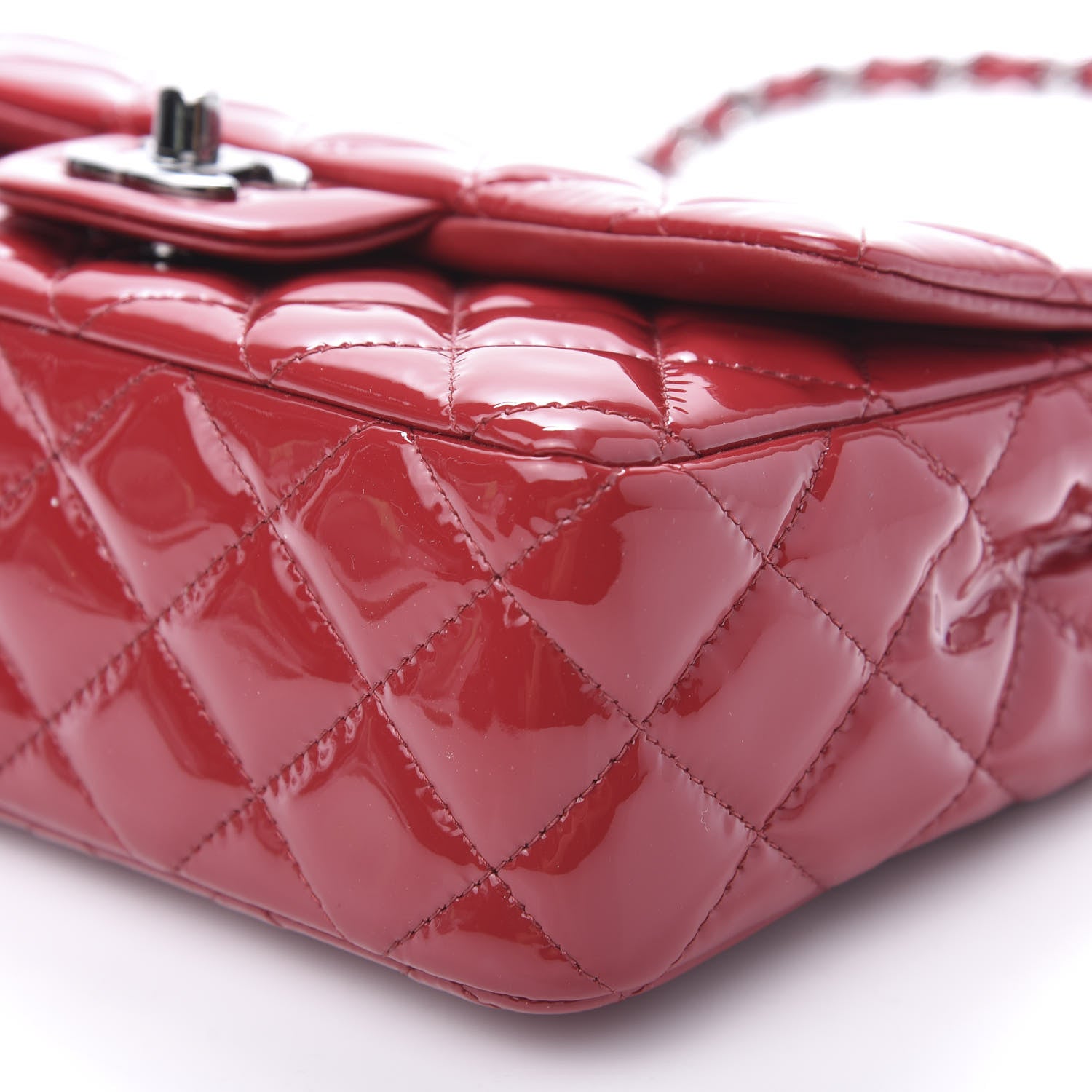 Chanel Patent Calfskin Quilted Mini Rectangular Flap Red 9 of 12