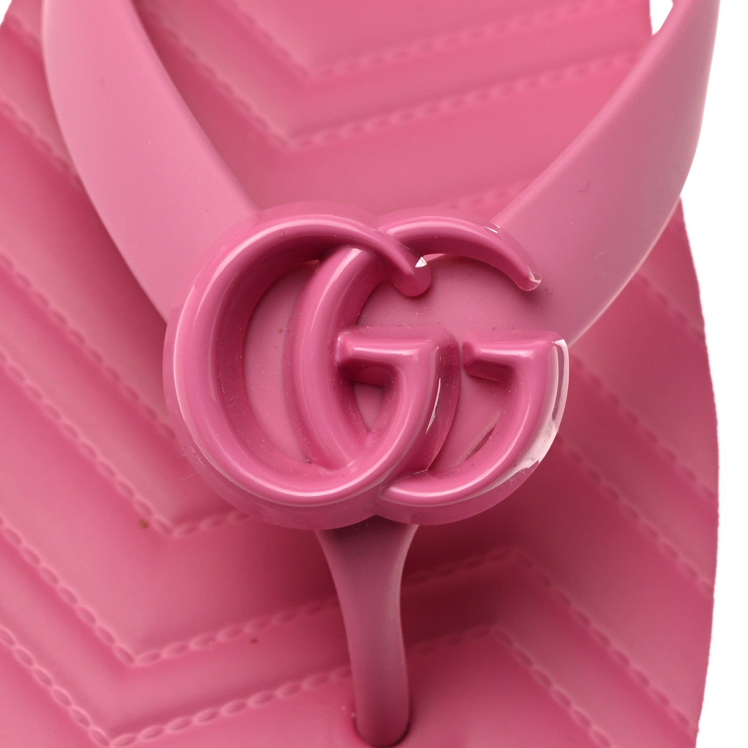Gucci Rubber Chevron Womens GG Thong Sandals 38 Pink Tropical Flower 6 of 9