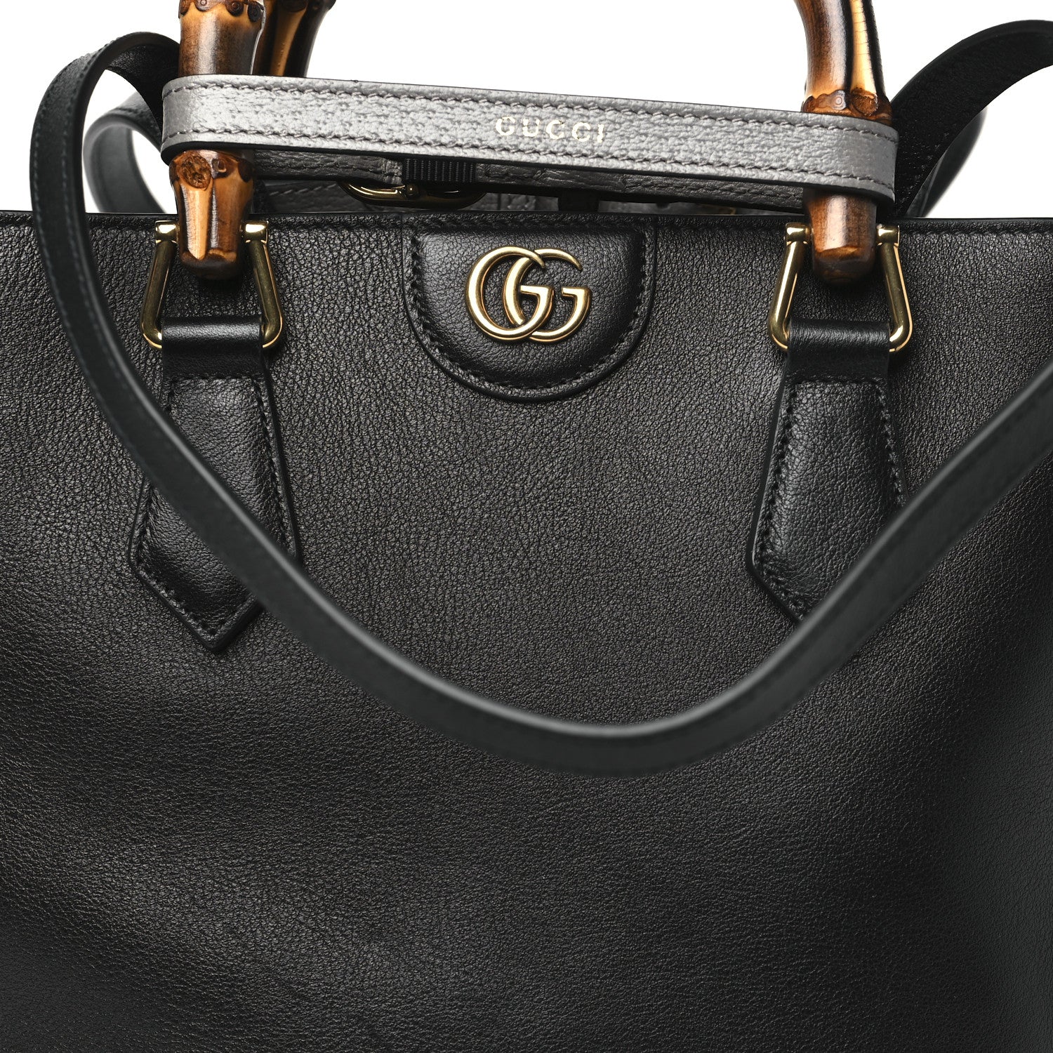 Gucci Calfskin Small Diana Round Tote Bag  Black Grey 8 of 10