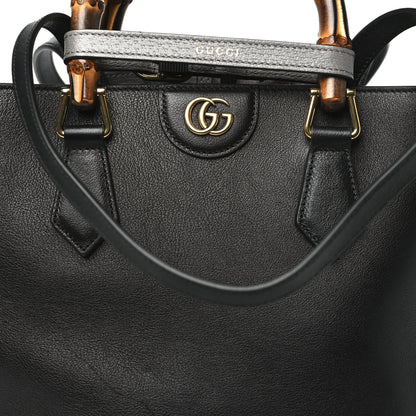 Gucci Calfskin Small Diana Round Tote Bag  Black Grey 8 of 10