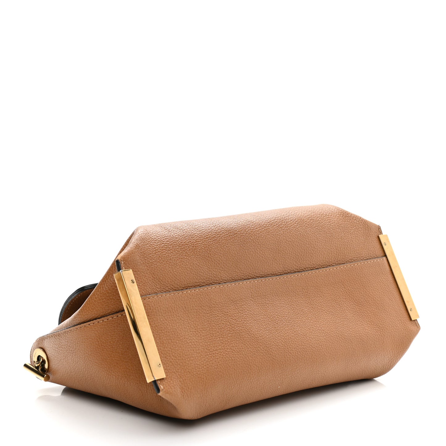 Calfskin Medium Clare Top Handle Bag Tan Black