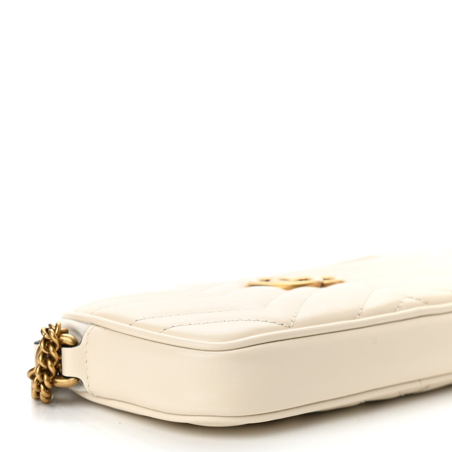 Calfskin Matelasse Mini GG Marmont Chain Crossbody Bag White