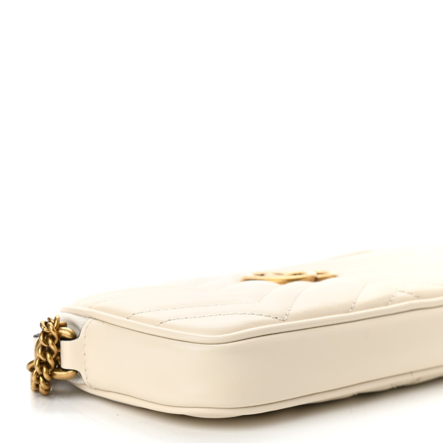 Gucci Calfskin Matelasse Mini GG Marmont Chain Crossbody Bag White 9 of 10