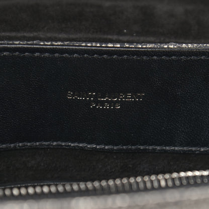 Saint Laurent Metallic Grain De Poudre Monogram Small Loulou Chain Satchel Gun Metal 6 of 10